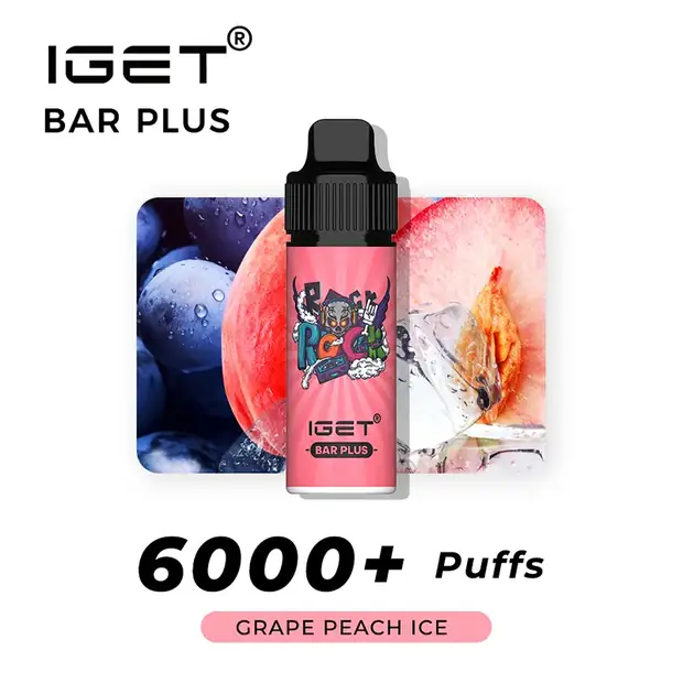 GRAPE PEACH LCE ?C IGET BAR PLUS 6000 PUFFS 1 GRAPE PEACH LCE ?C IGET BAR PLUS 6000 PUFFS