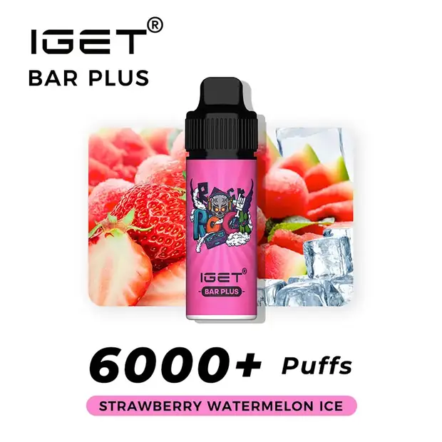 STRAWBERRY WATERMELON ICE ?C IGET BAR PLUS 6000 PUFFS 1 STRAWBERRY WATERMELON ICE ?C IGET BAR PLUS 6000 PUFFS